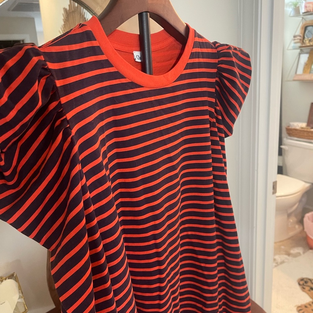 Clare V Le Pufff in Poppy:Navy Breton Stripe Long sleeve Tee French Girl 🇫🇷 - Picture 4 of 11